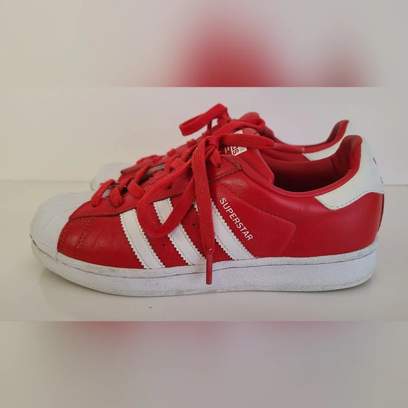 Adidas SUPERSTAR Red & White 3 Stripe Men Sz 6, Wom Sz 7 Low Top Cap Toe #BB2240 - Picture 5 of 11